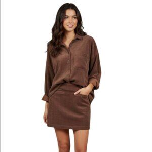 Clockhouse Matching Set Corduroy Mini Skirt & Jacket Brown Size EU 34/36 US 2/4